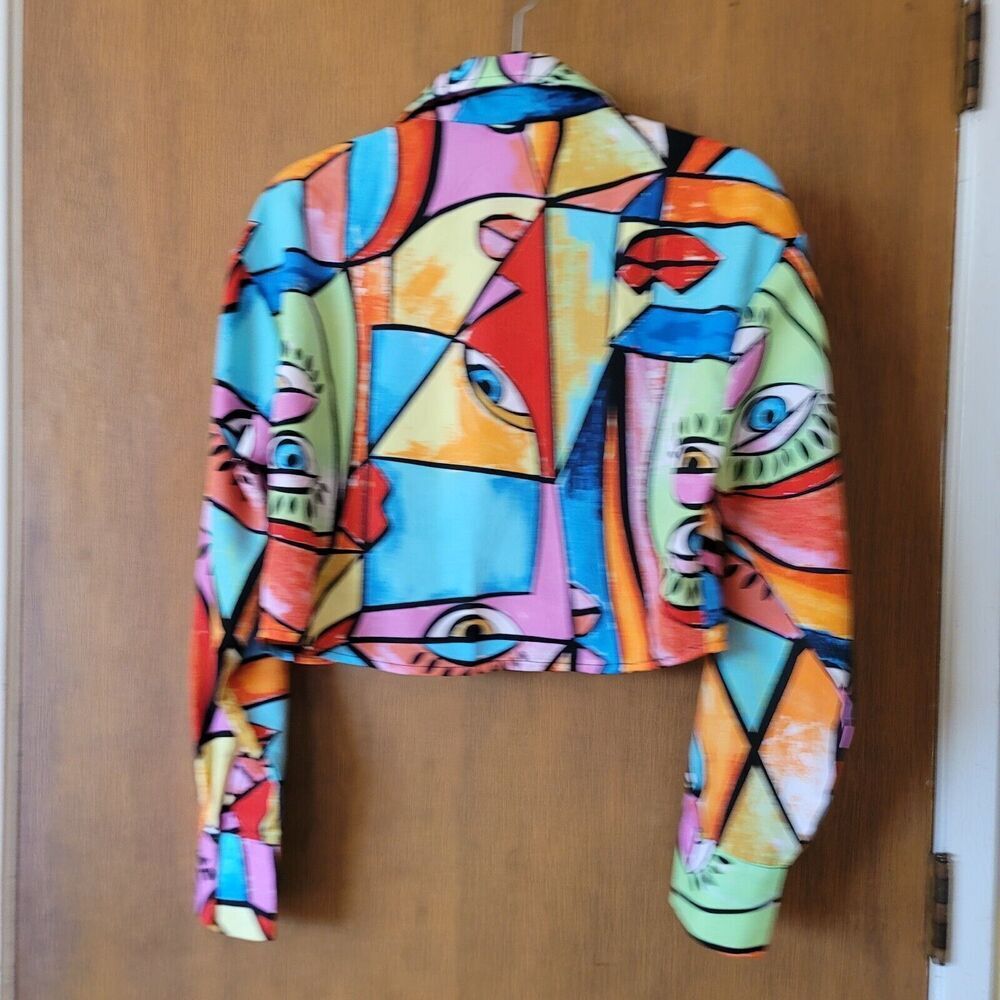 Anthropologie Live 4 Truth Colorful Retro Cropped Loose Fit Blouse Sz Small - Picture 2 of 8